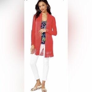 NWT Lilly Pulitzer Tatum Picante Coral Sweater Cardigan Size L
